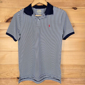 Polo Ralph Lauren Performance Polo Navy Stripe Pony Preppy Classic Youth Size L